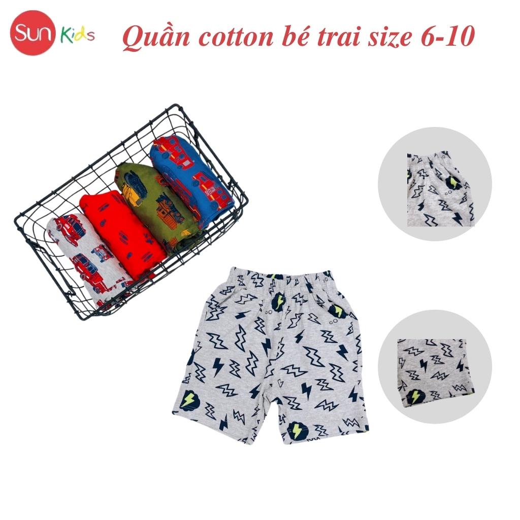 Quần đùi bé trai SUNKIDS, quần short bé trai chất cotton mềm mát, size 6-10 tuổi nhiều màu