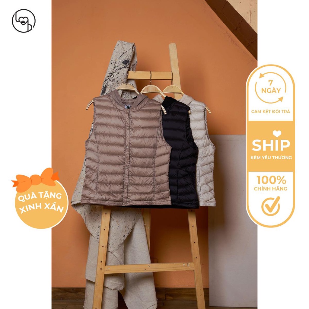 Áo phao gile lông vũ, mũ len by LEH H65P21T017