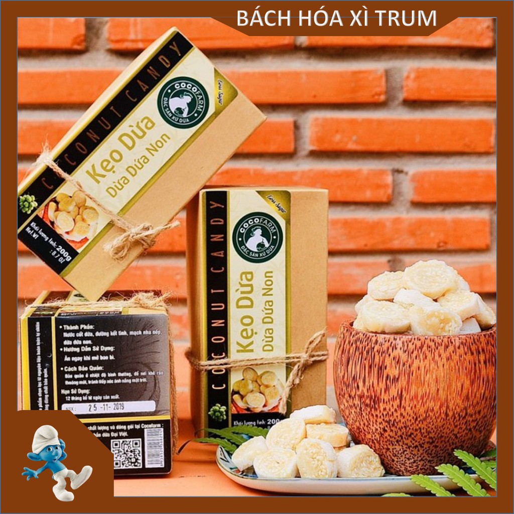 Kẹo Dừa Dứa Non Cocofarm Cuộn Bánh Tráng ít đường - Hộp 300g