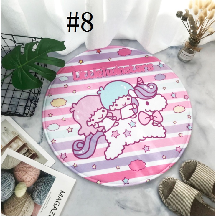 Thảm Chùi Chân Chống Trượt Hình Tròn Hello Kitty Dễ Thương 365