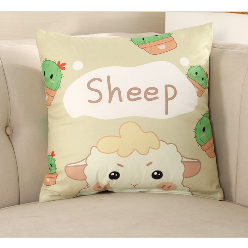 Gối tựa lưng sofa họa tiết Anime Cute bằng nhung cao cấp size 45x45cm