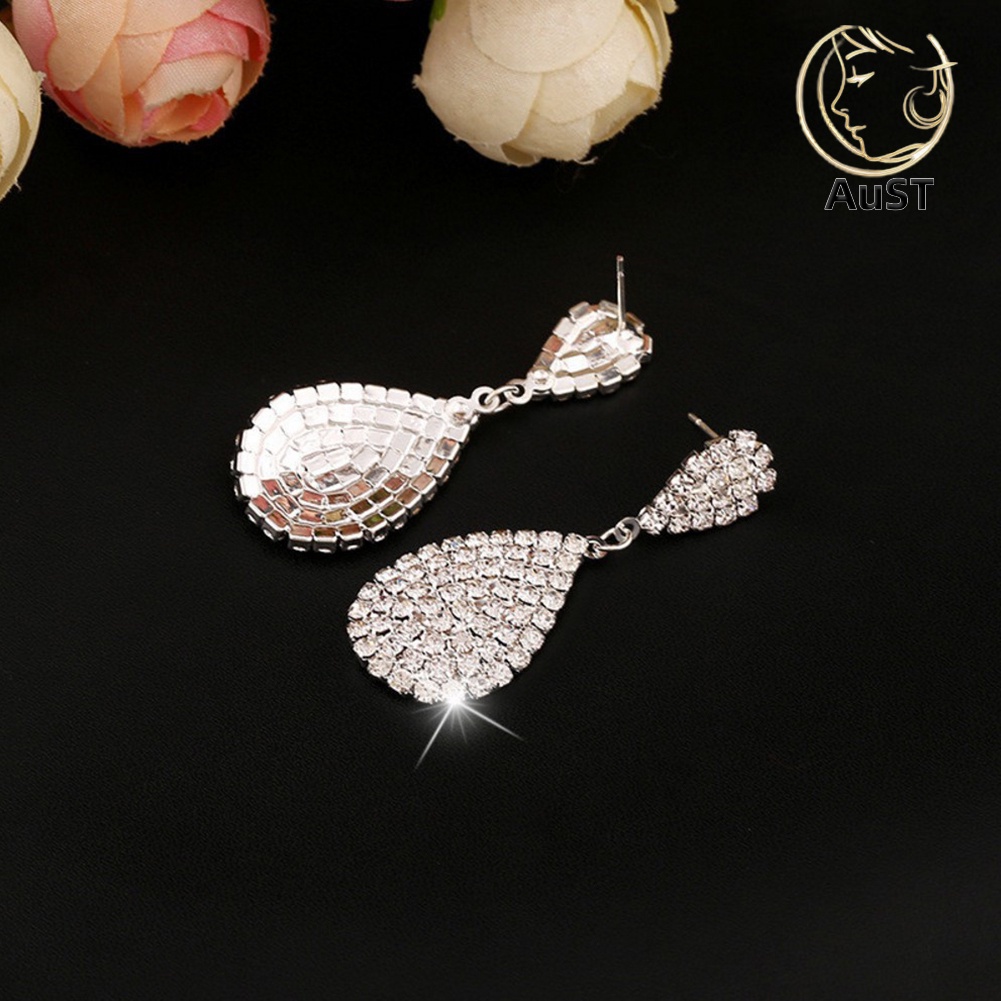 Khuyên Tai Nữ Hình Giọt Nước Đính Đá Thời Trang