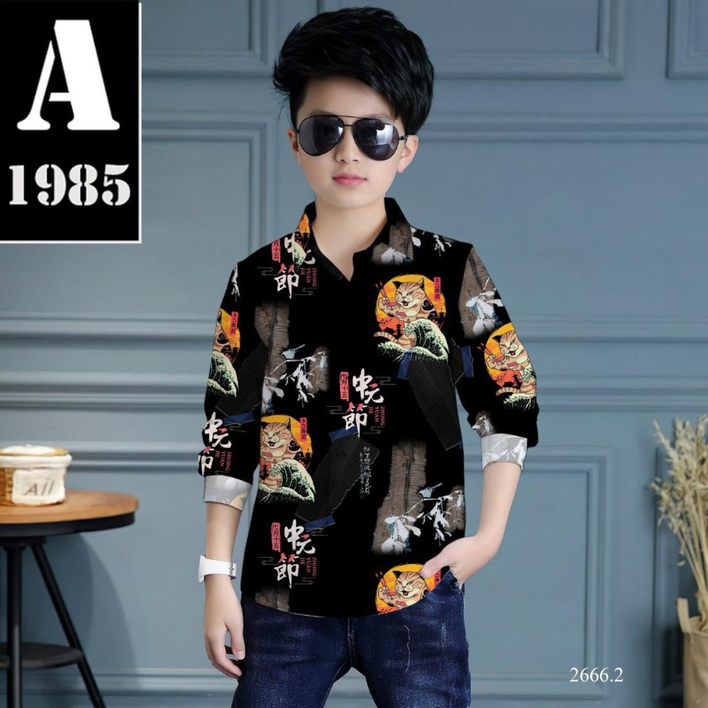 ÁO SƠ MI BÉ TRAI VẢI LỤA MỀM MÁT, IN HÌNH TIỂU HỔ CỰC DỄ THƯƠNG, KHÔNG PHAI MÀU, SẮC NÉT, SIZE TỪ 15-42KG