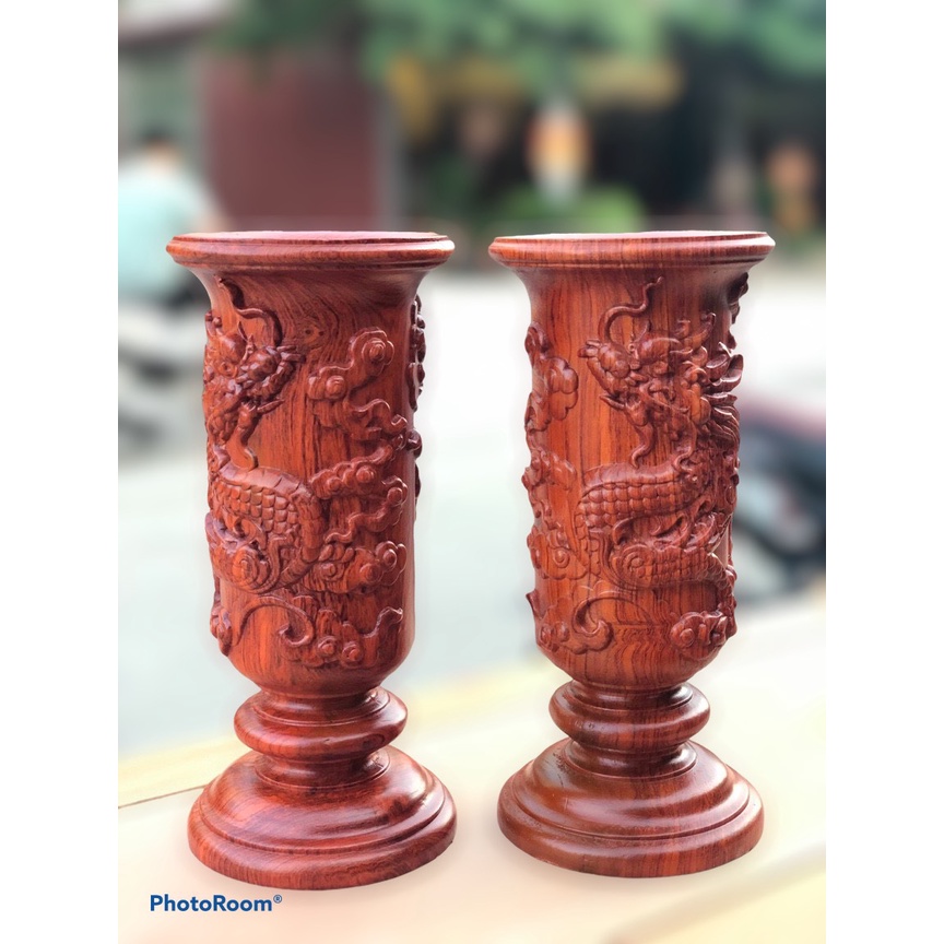 Lọ đựng Nhang gỗ nguyên khối cao 30 cm