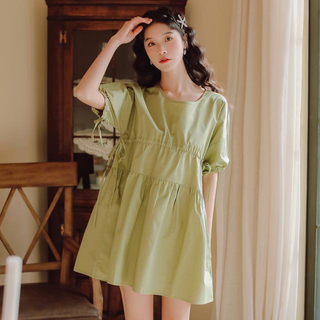 Đầm Ngắn Tay Phối Ren Xinh Xắn Dành Cho Nữ