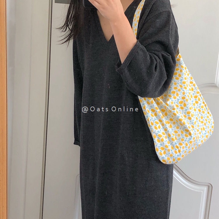 Túi vải canvas phong cách hàn quốc hoa túi tote nữ  mùa hạ