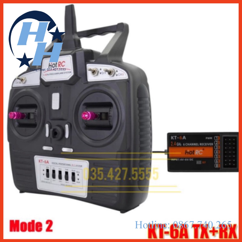 Bộ điều khiển Hotrc KT - 6A 2.4G 6 kênh gyro