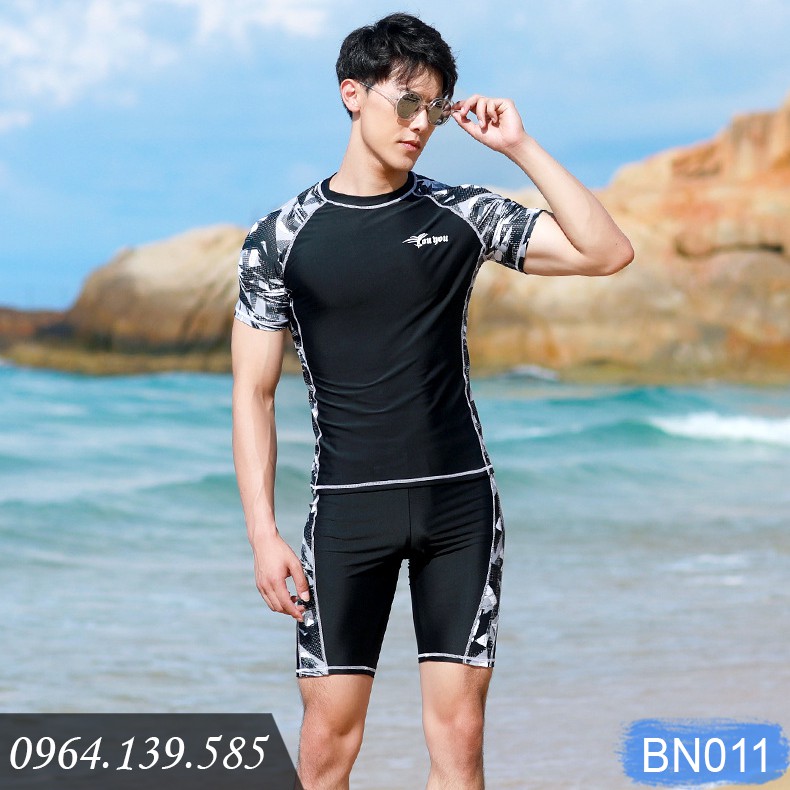 Bộ bơi cộc tay quần sooc đùi nam, quần và áo bơi cho phái mạnh, chất bơi spandex cao cấp co giãn 4 chiều | BN011 | BigBuy360 - bigbuy360.vn