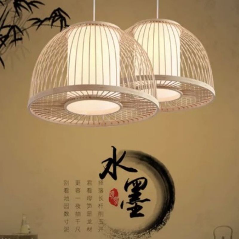 Đèn tre đèn mây tre đèn thả mây tre 09