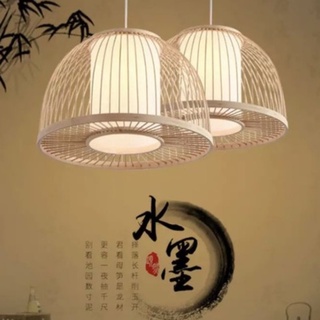 Đèn tre đèn mây tre đèn thả mây tre 09