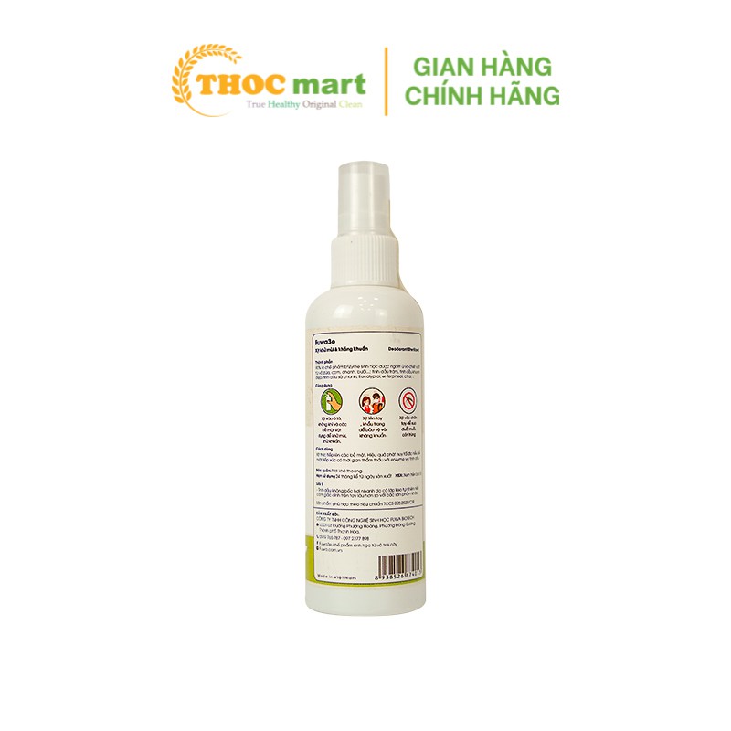 [ THOCmart.vn ] Xịt khử mùi & kháng khuẩn Hữu cơ Fuwa3e chiết xuất tự nhiên không cồn, không hóa chất độc hại chai 100ml