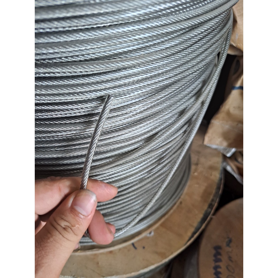 Cáp inox 304 bọc nhựa lên 5mm (5li) dài từ 1 - 1000 mét