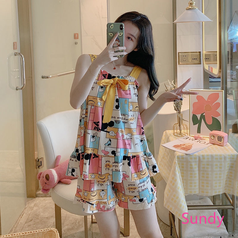 Bộ đồ ngủ mặc nhà 2 dây ngọt ngào gợi cảm mùa hè