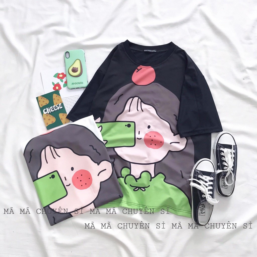 Áo thun tay lỡ ❤️ Áo phông Unisex CÔ BÉ APPLE in 3D form rộng Freesize Molly Fashion