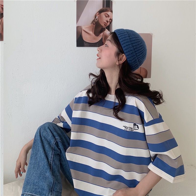 : Áo thun kẻ cậu bé AM chất thun cotton dầy mát, kẻ 2 màu, in logo cậu bé, màu đẹp chuẩn, dầy dặn..