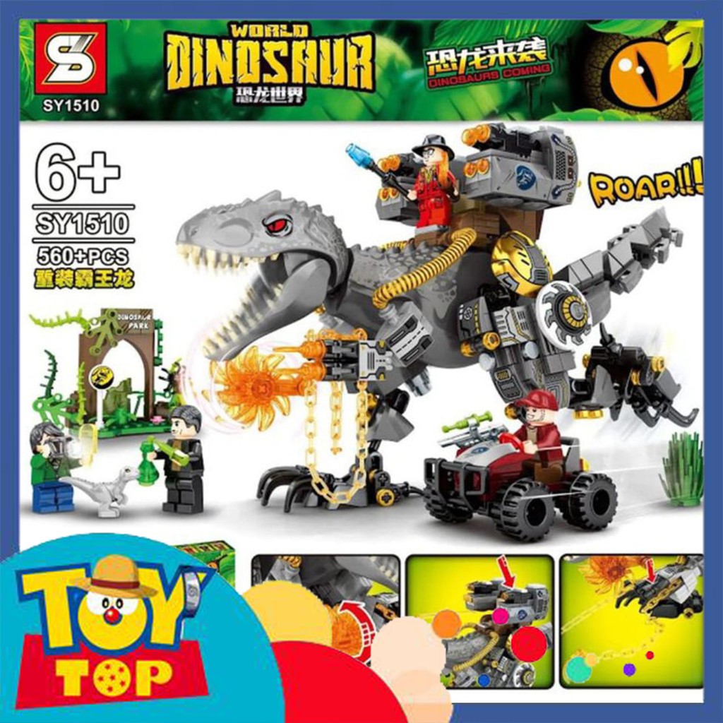 Đồ chơi lắp ráp khủng long chiến xa - xếp hình dinosaur khủng long bạo chúa dạng máy robot chiến đấu SY1510