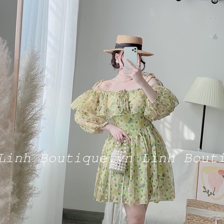 Váy nữ hoa nhí thiết kế tay phồng, Đầm thời trang đi tiệc, đi chơi V110 | BigBuy360 - bigbuy360.vn