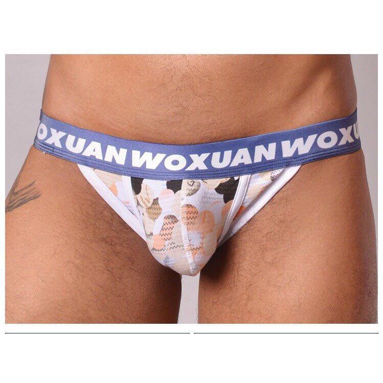 Quần lót hở sườn in họa tiết WOXUAN Đen 883