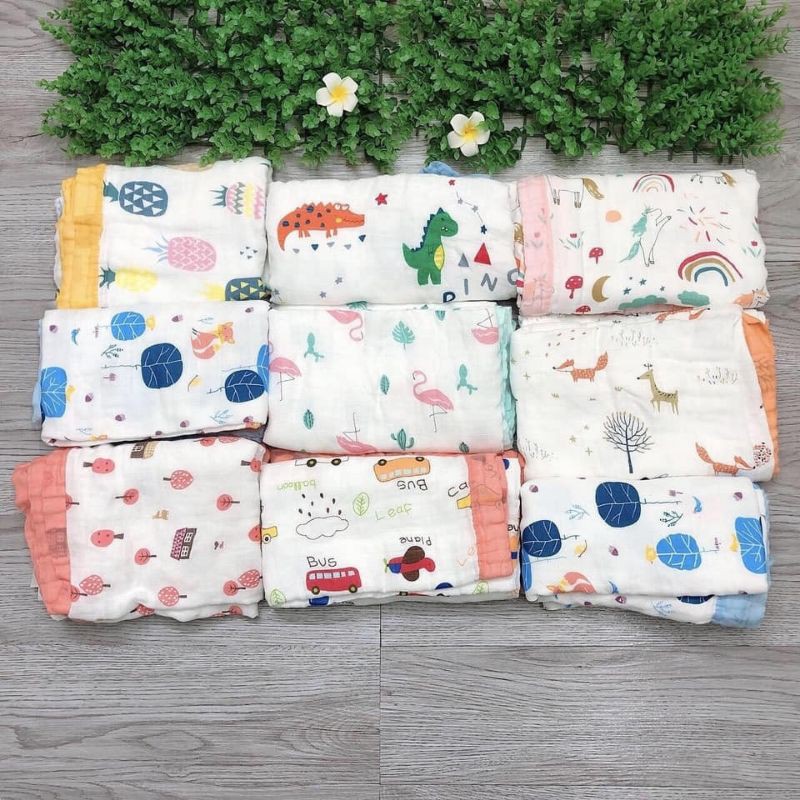 Chăn Xô - Khăn Tắm Sợi Tre Cao Cấp Bo Viền 4 Lớp Xuất Nhật Cho Bé