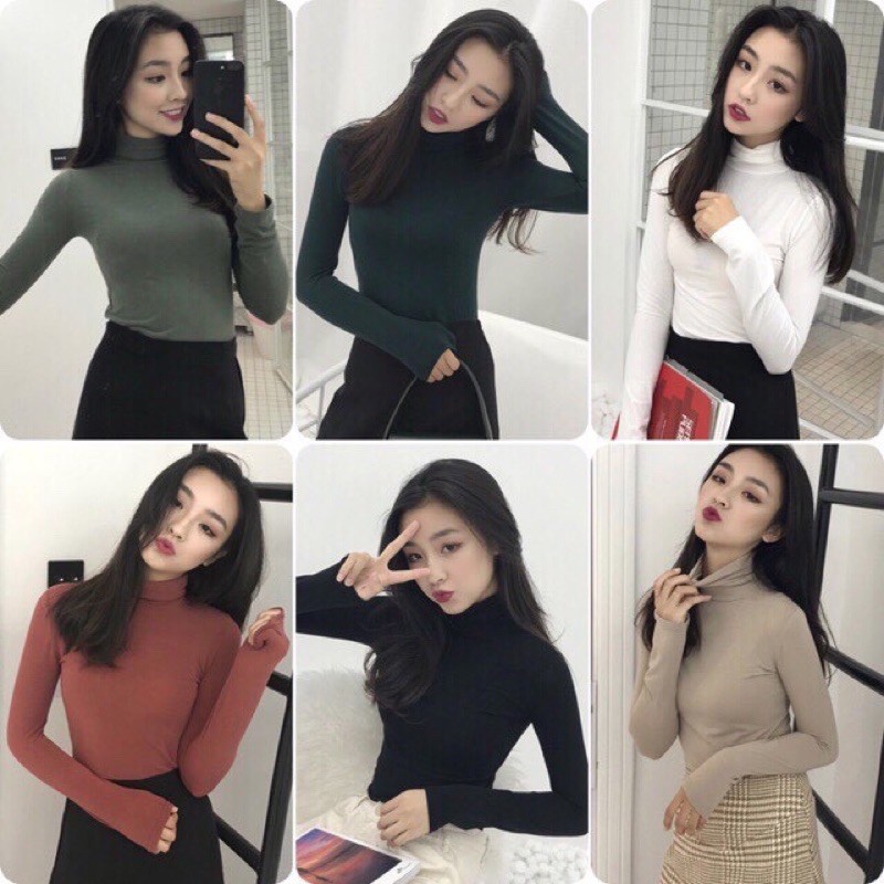 Áo giữ nhiệt nữ cao cổ phong cách Hàn Quốc, Áo thun giữ nhiệt thu đông nữ dài tay - GEN J