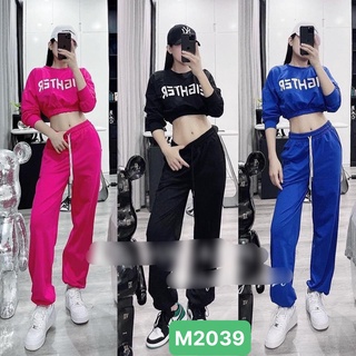 SET thể thao áo croptop phối quần jogger