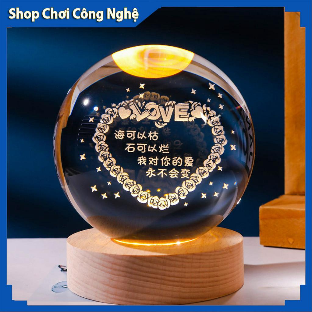 Quả cầu pha lê phát sáng Tình Yêu, đèn trang trí phòng ngủ, qùa tặng đầy ý nghĩa