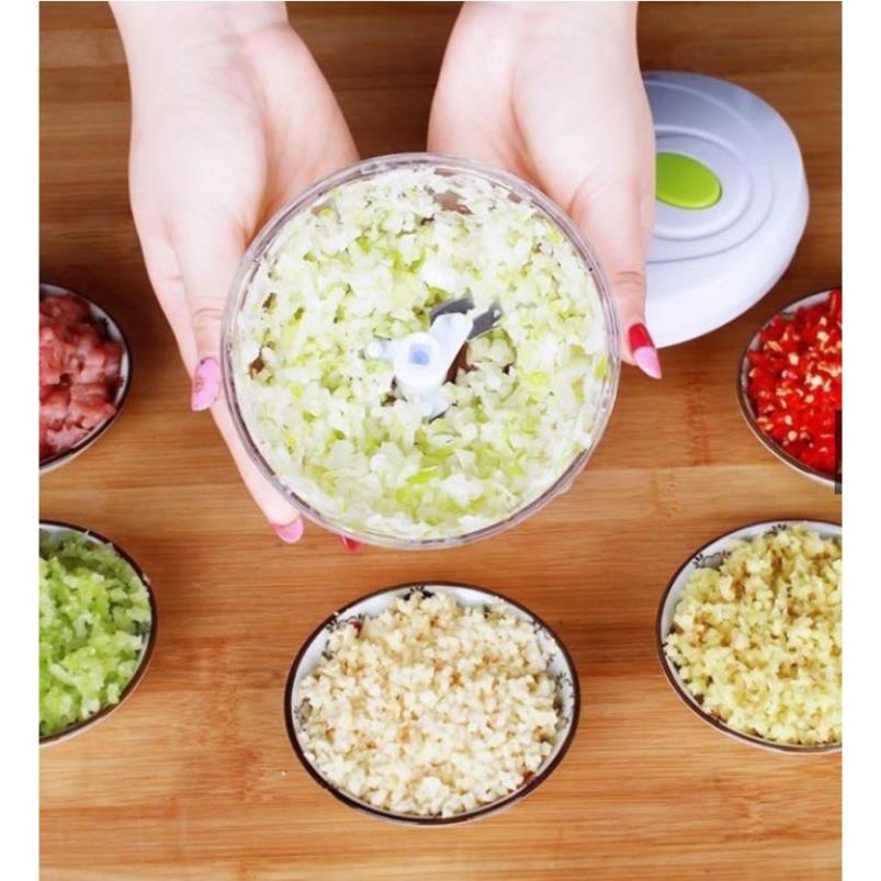 Dụng cụ xay tỏi ớt cầm tay đa năng, Máy xay tỏi KÉO TAY Mini choper dễ dàng nhanh chóng