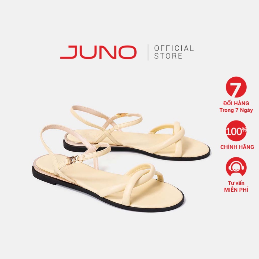 Giày Sandal 3cm Thời Trang JUNO Bệt Quai Chéo Hậu Gắn Khóa Hoa SD03053