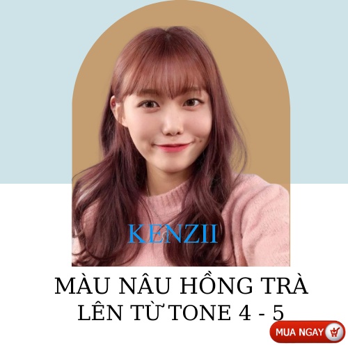 Thuốc nhuộm tóc màu NÂU HỒNG TRÀ lên từ tone nâu 4 -5 ( tặng oxi ) KENZII - Thuốc nhuộm tóc nâu