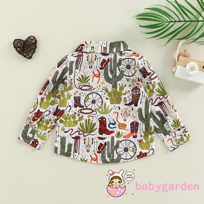 Áo Sơ Mi Tay Dài Cổ Bẻ Dáng Rộng Cài Khuy In Họa Tiết Kiểu Đường Phố Thời Trang Dự Tiệc Cho Bé Trai 6 Tháng - 5 Tuổi