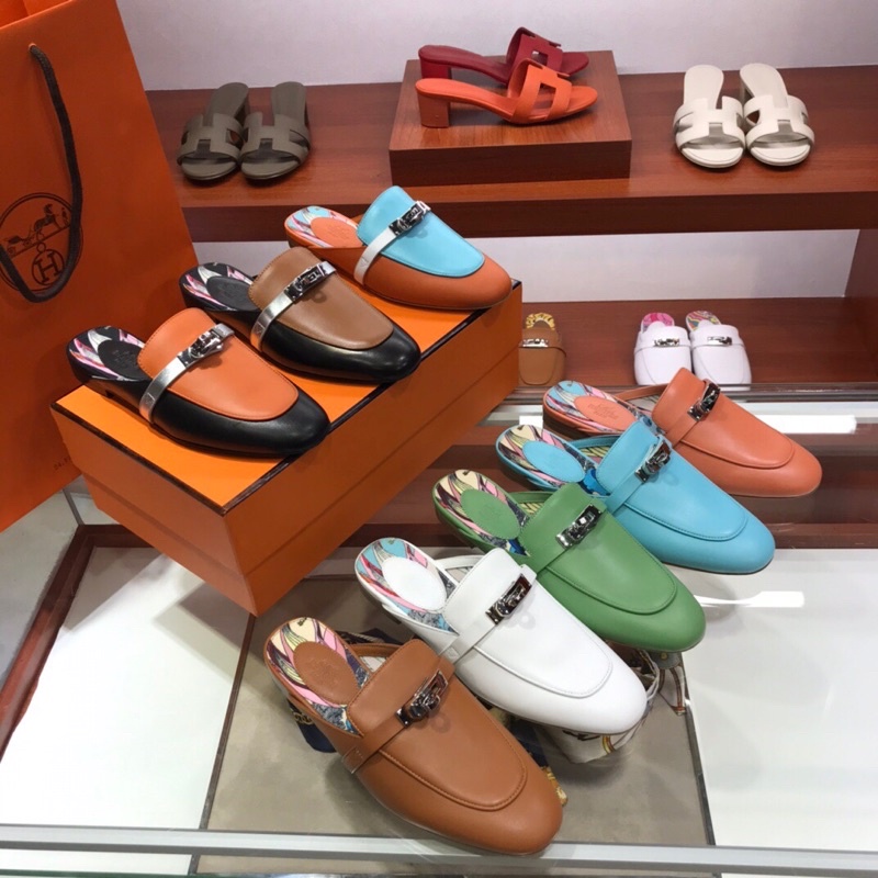 Giày sục cho nữ thương hiệu Hermes HM da thật cao cấp nhiều màu siêu sang lựa chọn