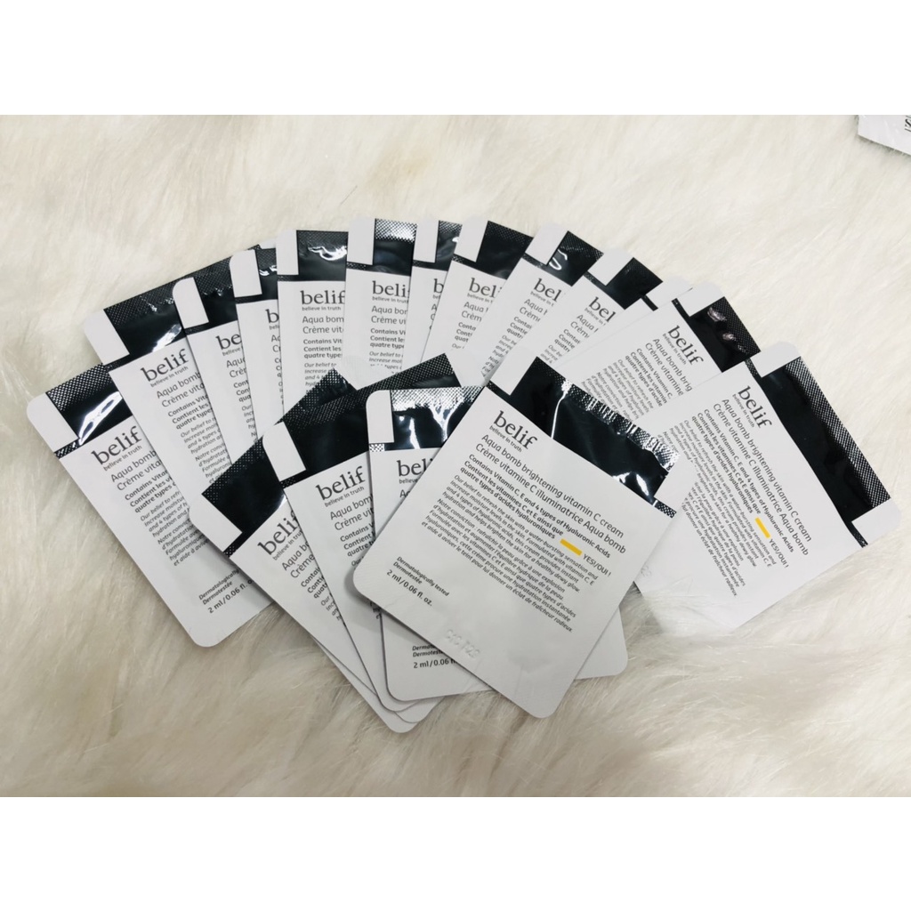 Sample mẫu thử Kem dưỡng ẩm trắng da chống oxi hóa Belif Aqua Bomb Brightening Vitamin C Cream