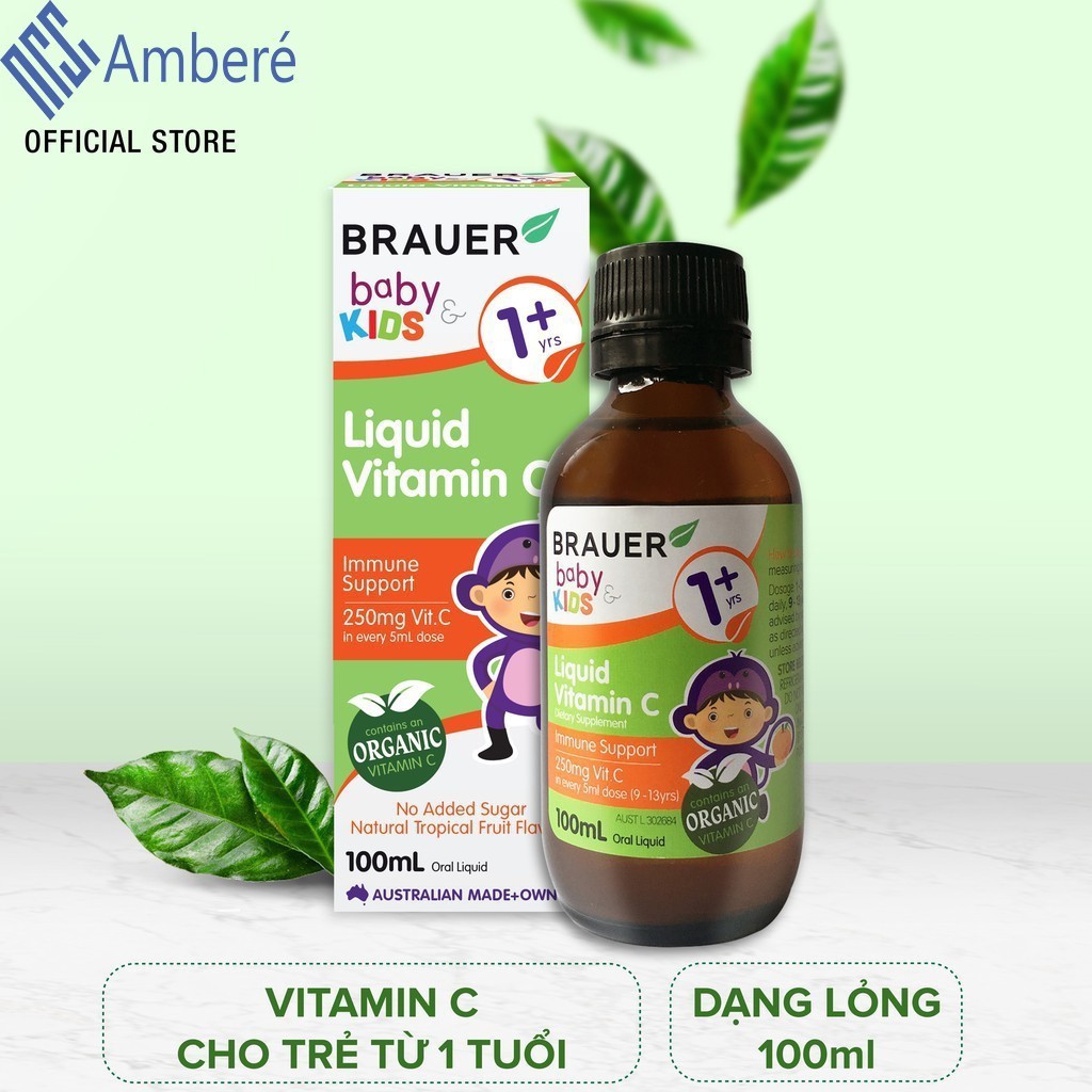 Tăng sức đề kháng cho bé Brauer Liquid Vitamin C cho bé trên 1 tuổi hộp 100ml