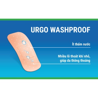 Băng cá nhân ít thấm nước Urgo Washproof (20 miếng/hộp)