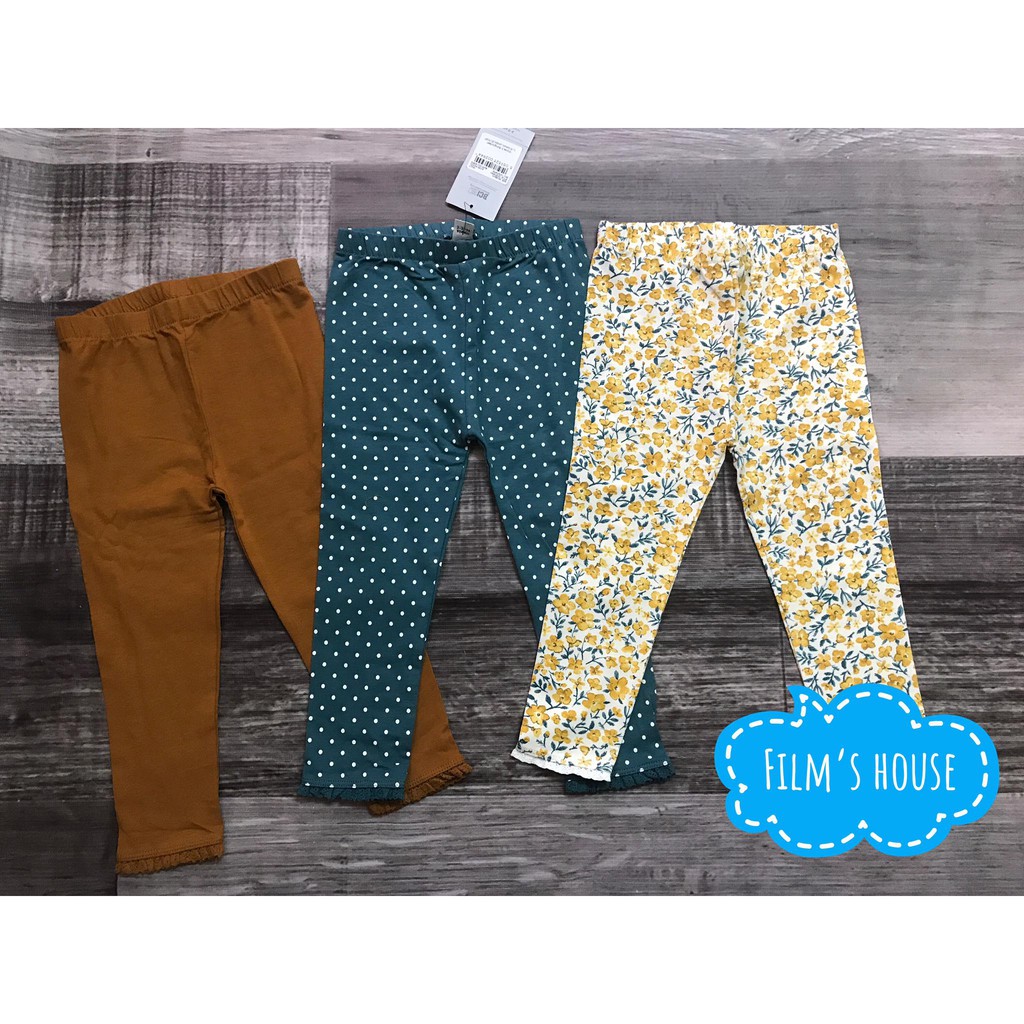Set 3 quần thun hoa vàng - cam - xanh, TU UK săn SALE sz 2-3y và 4-5y