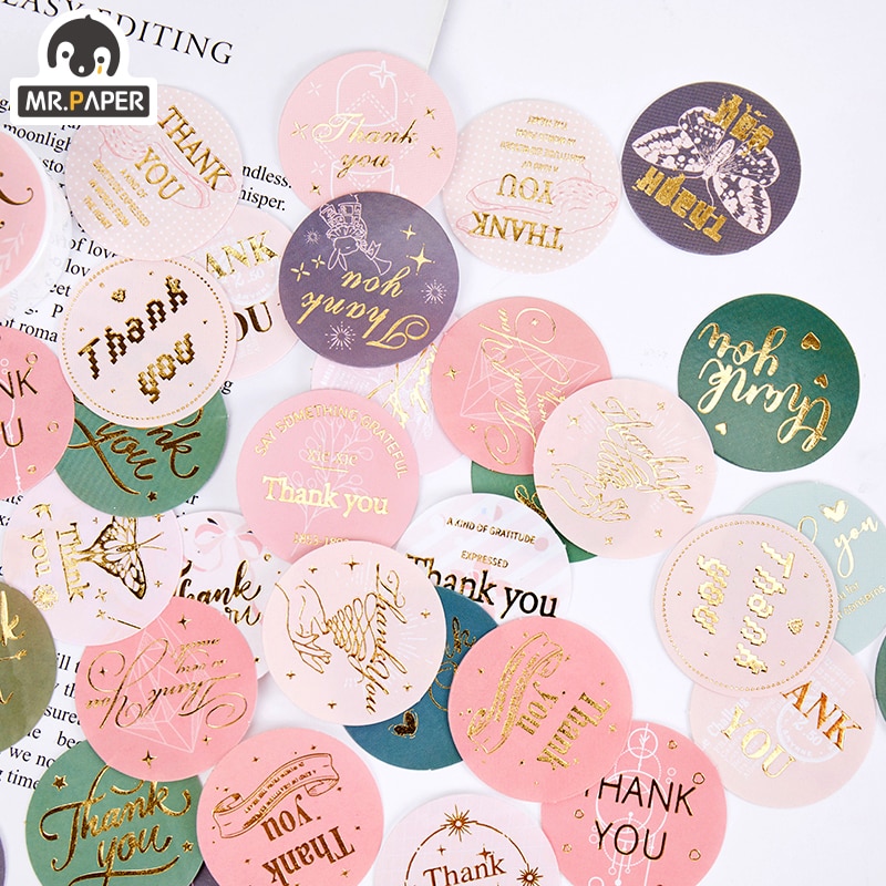 Set 46 sticker dán 8 mẫu tùy chọn trang trí DIY phong cách retro xinh xắn