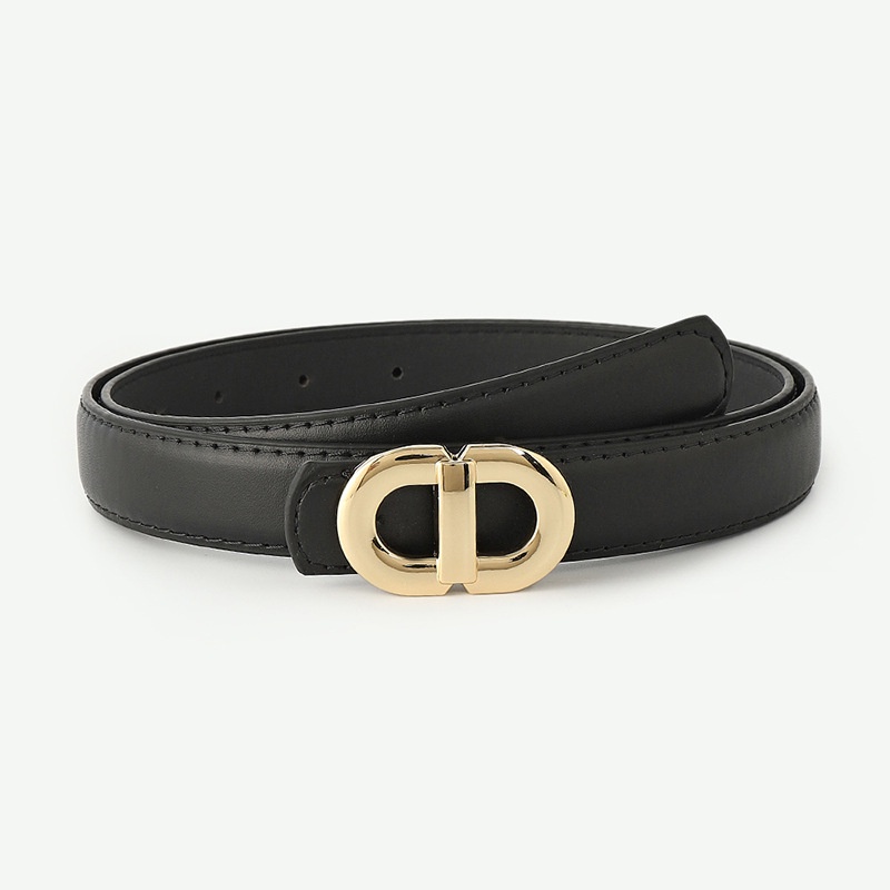 Thắt Lưng Da PU Hai Khóa Cài Vàng Sáng Dễ Phối Đồ Thời Trang Cho Bạn Gái