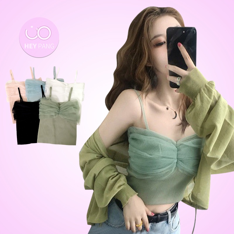 Áo hai dây nữ croptop body ngực giả nơ mềm mại chất liệu thun gân co giãn tốt HEYPANG VN021