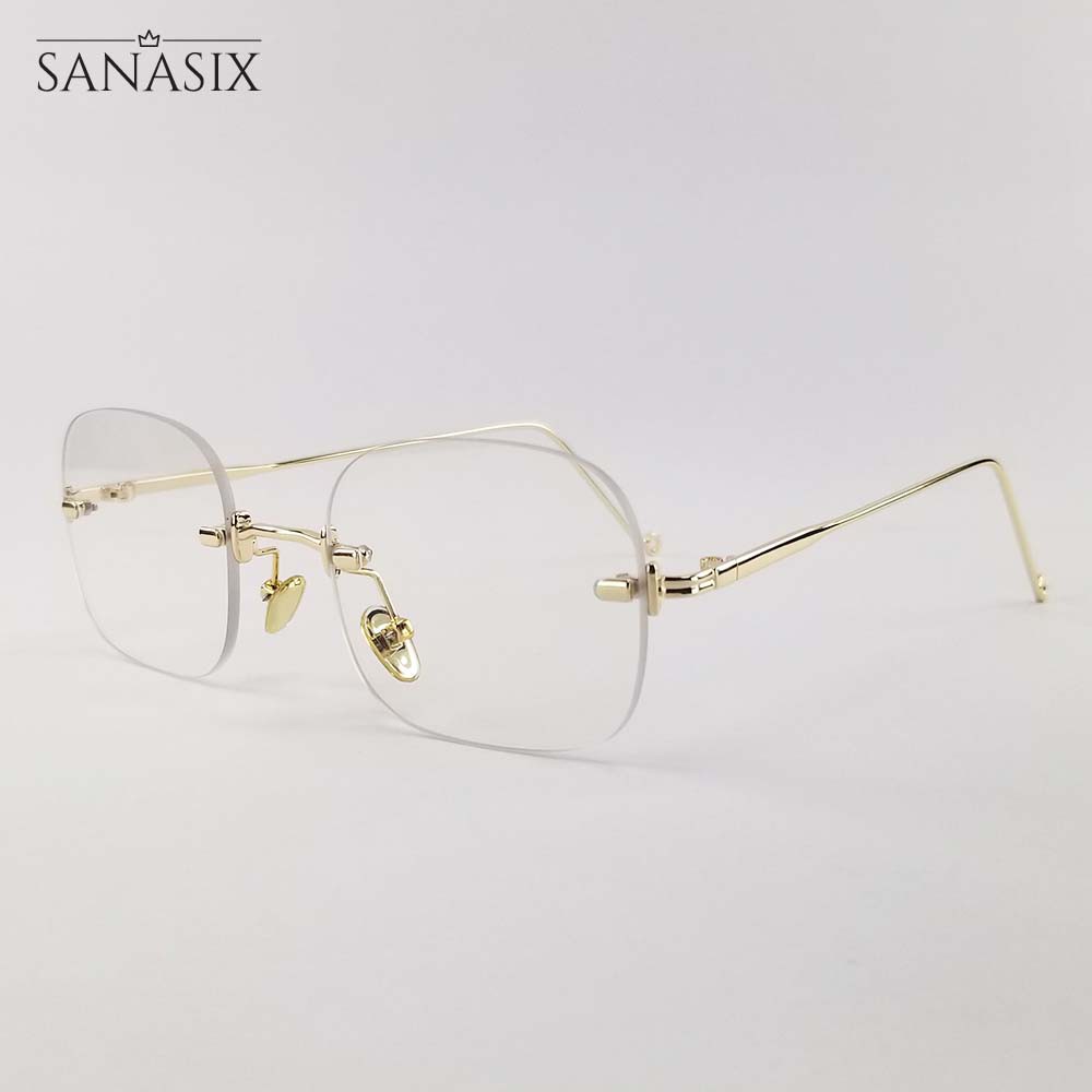 Gọng kính nam nữ mắt gả cận 0 độ, tròng không viền 3511 màu đen, bạc, vàng.Tròng kính chống ánh sáng xanh, chống tia UV | BigBuy360 - bigbuy360.vn