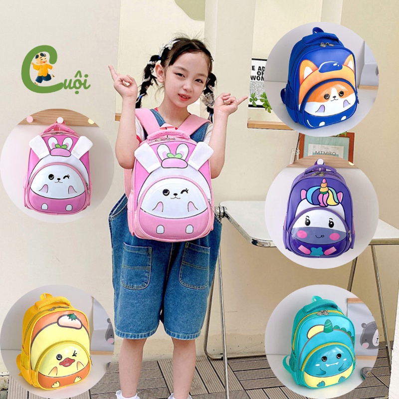 Balo trẻ em, cặp sách đi học mẫu giáo mầm non cho bé trai bé gái Pony Vịt vàng Thỏ Cáo Khủng long chống nước Cuội Store