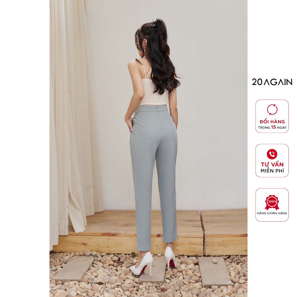 Quần âu nữ cạp cao 20AGAIN, thiết kế công sở thanh lịch, năng động QBA1825