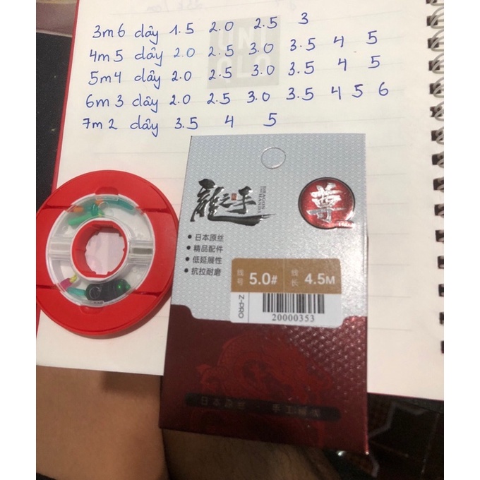 Trục Câu Đài Săn Hàng Cao Cấp   1 Trục câu đài Gồm:  Cước câu: Là loại Trục săn hàng 3m6,4m5,5m4,6m3,7m2