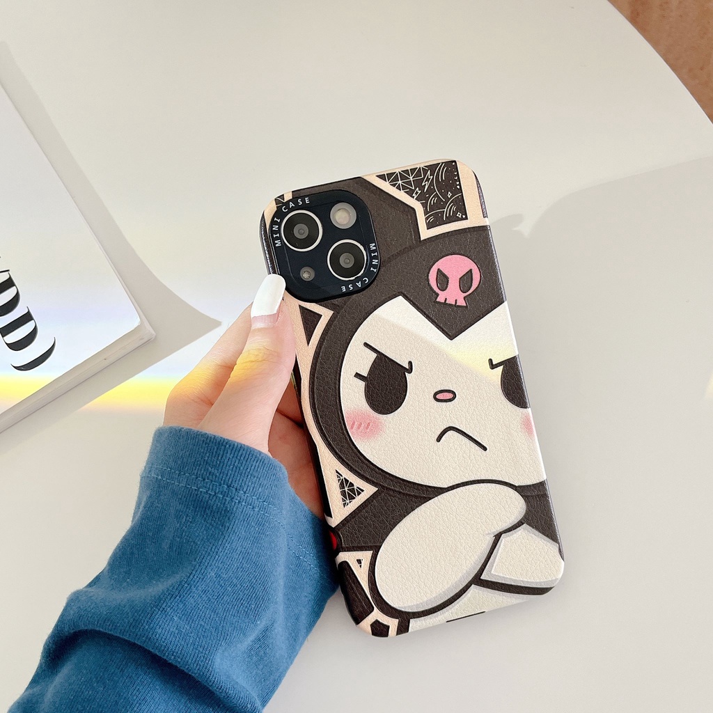 Ốp Điện Thoại Da In Hình Kuromi Dễ Thương Thời Trang Chống Sốc