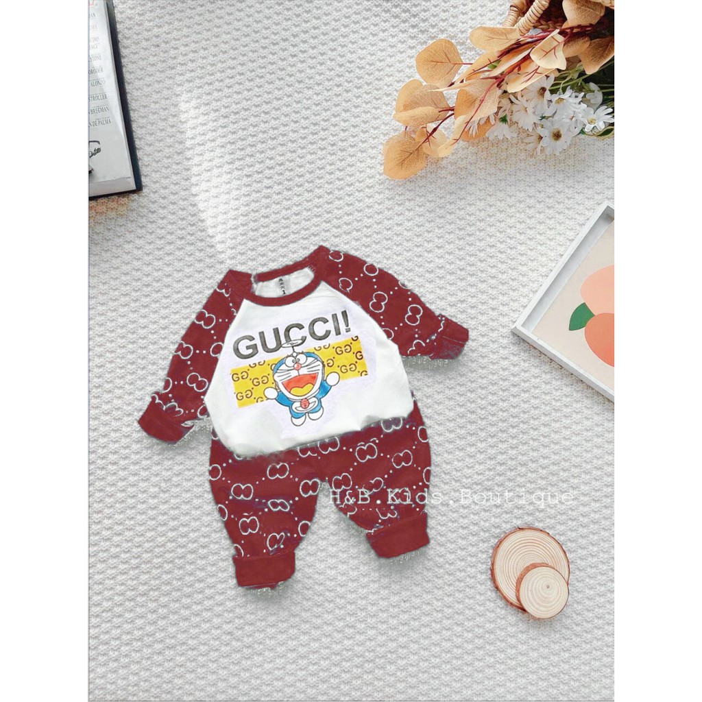 COMBO ngẫu nhiên 2 bộ quần áo trẻ em 7-17kg mẫu Snoopy + Doremon dành cho bé trai và bé gái