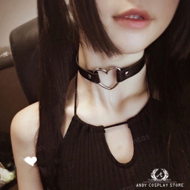 Choker - Vòng đeo cổ, đeo chân da PU khoen tim cá tính T141