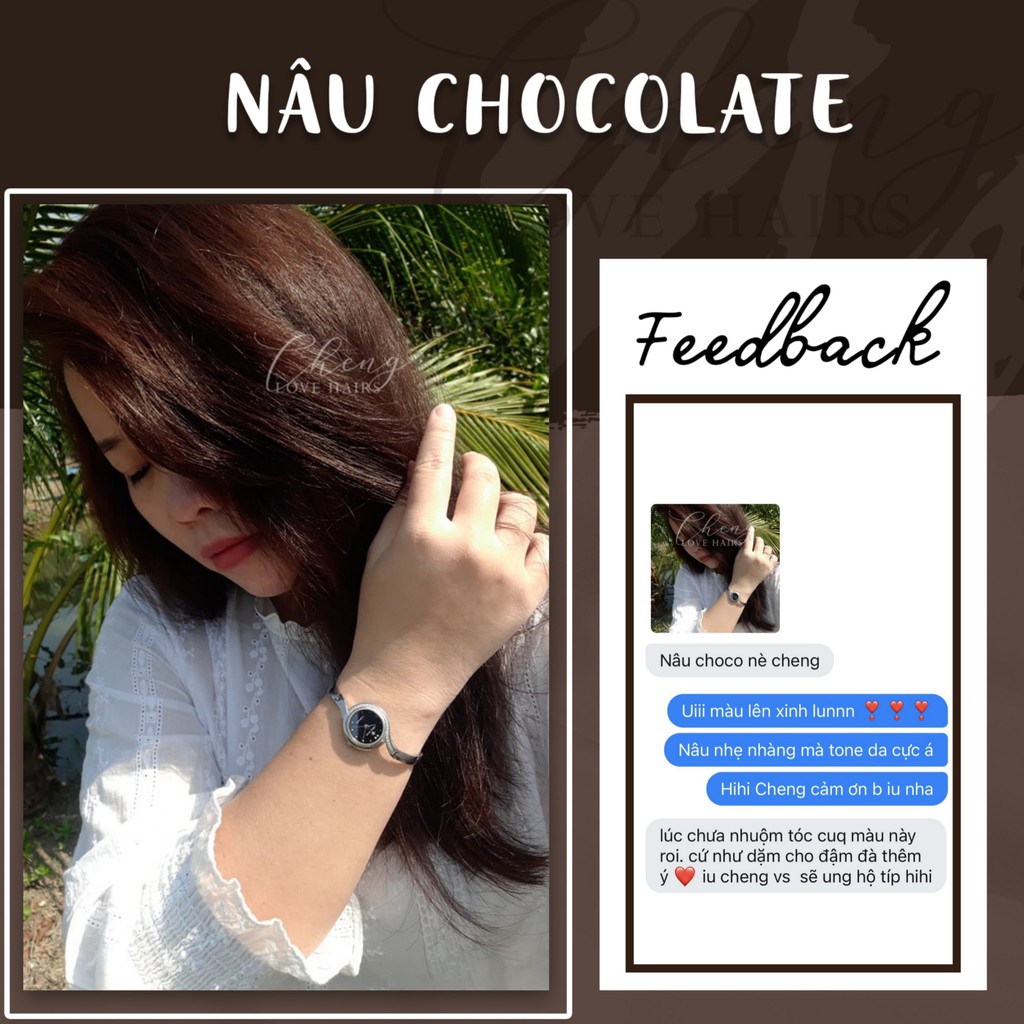 Thuốc nhuộm tóc màu NÂU SOCOLA - NÂU CHOCOLATE không tẩy tặng oxi trợ nhuộm | Chenglovehair, Chenglovehairs