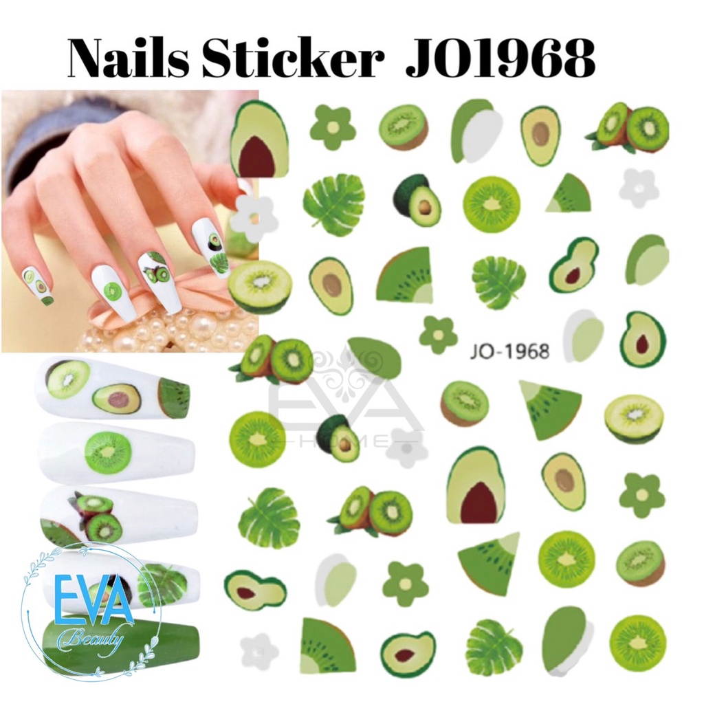 STICKER Decal Dán Móng Chống Nước Joyful Nails  Hoạ Tiết Tone Màu Lá Cây Trái Bơ Kiwi & Avocado Nail Art Sticker JO1968