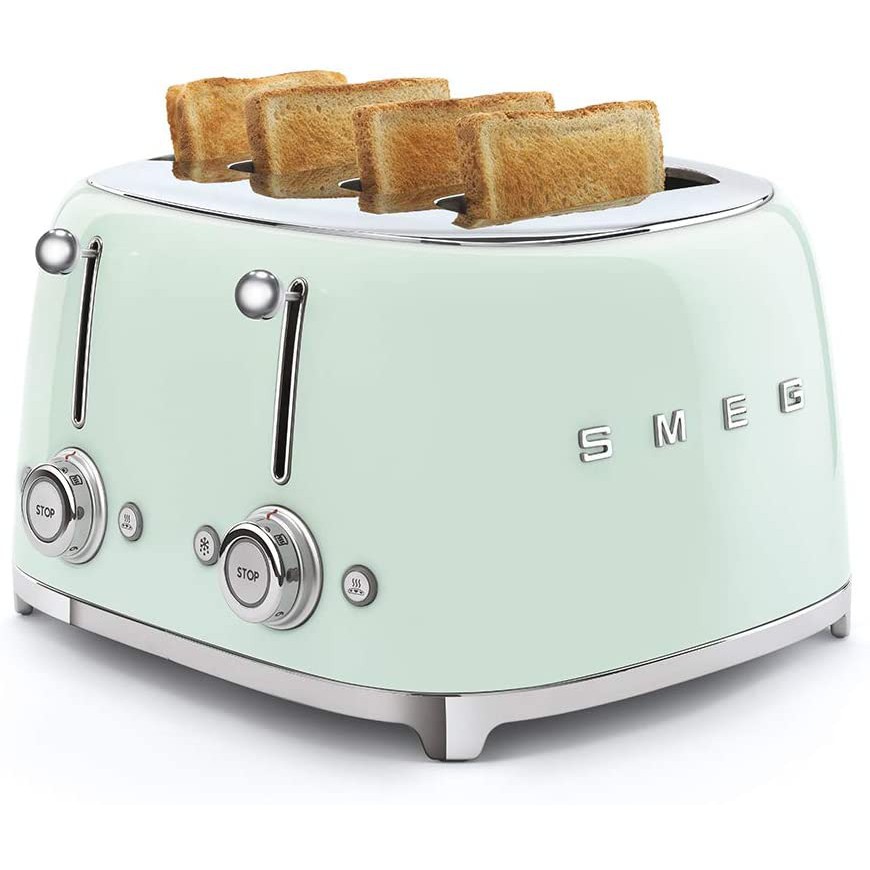 Máy nướng bánh mì Smeg TSF03PGEU Pastel Green 4 khe, 2000W, Xanh pastel