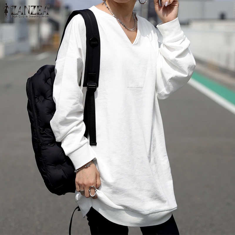 Áo kiểu Zanzea dành cho nữ thiết kế tay dài cổ chữ V thời trang thanh lịch