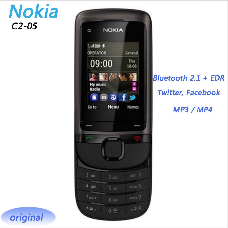 Điện thoại Nokia C2-05 Nắp Trượt - Hàng Chính Hãng - Kèm Pin Sạc bảo hành 6 tháng